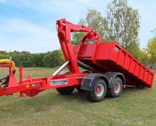 Прицеп с крюковым подъемником - BIGAB 12-15 G2 - AS FORS MW - опрокидной / двухосный / сельскохозяйственный
