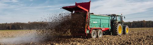 Прицепной разбрасыватель навоза - ULTRAFEX 1600 - Farmtech d.o.o. - с вертикальными щетками / тандем