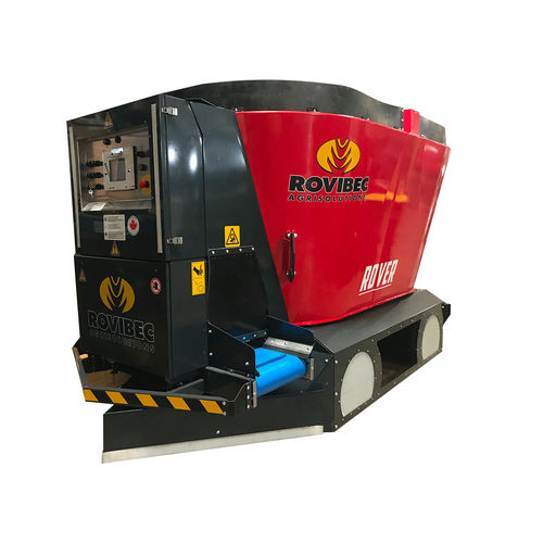Робот для кормежки на рейке - ROVER - Rovibec Agrisolusions - для крупного рогатого скота / программируемый / с пододвигателем кормов толкателем