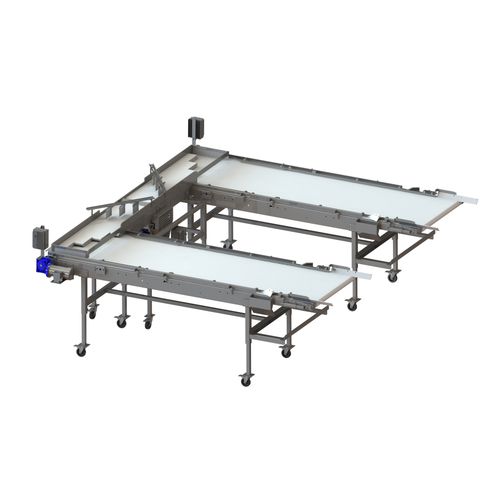 Конвейер для фруктов - CSPLIT1610LP  - A & B Packing Equipment, Inc. - ленточный / мобильный / небольшой толщины
