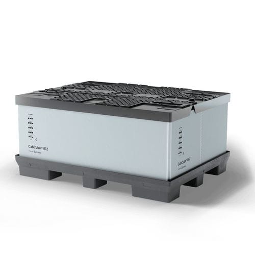 Складной ящичный поддон - CabCube XL 1612 (9F) - Cabka Group GmbH - из пластика / с крышкой / штабелируемый