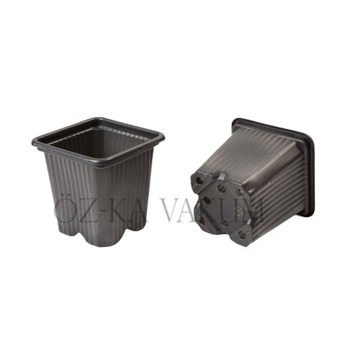Горшок из пластика - S88 - ÖZ-KA VAKUM PLASTİK AMBALAJ VE MAKİNA KALIP SAN.TİC.LTD.ŞTİ. - квадратный / из перерабатываемых материалов / черный