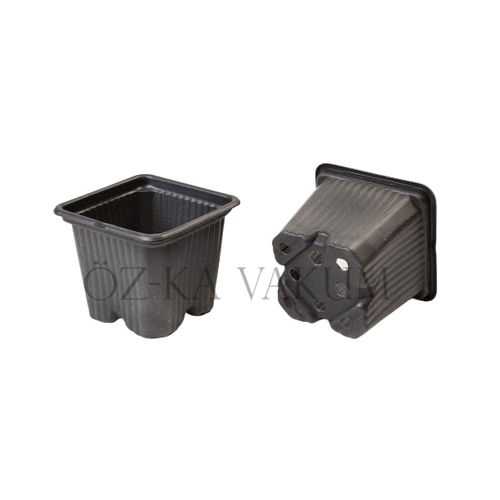 Горшок из пластика - S87 - ÖZ-KA VAKUM PLASTİK AMBALAJ VE MAKİNA KALIP SAN.TİC.LTD.ŞTİ. - квадратный / черный