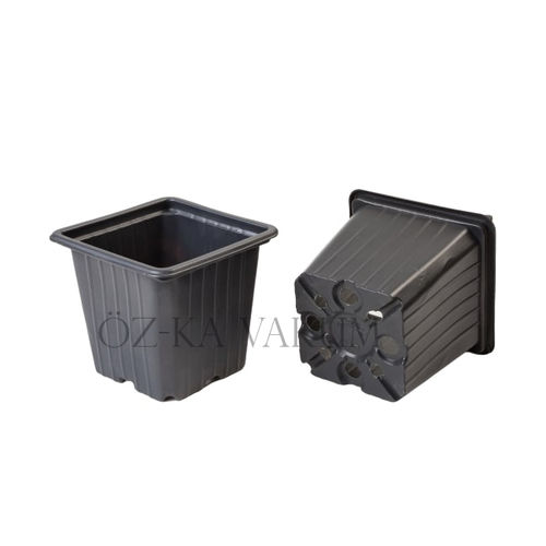 Горшок из пластика - S98 - ÖZ-KA VAKUM PLASTİK AMBALAJ VE MAKİNA KALIP SAN.TİC.LTD.ŞTİ. - квадратный / черный