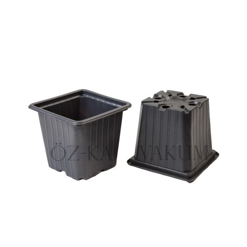 Горшок из пластика - S910 - ÖZ-KA VAKUM PLASTİK AMBALAJ VE MAKİNA KALIP SAN.TİC.LTD.ŞTİ. - квадратный / черный