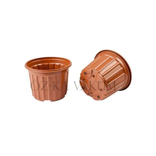 Горшок из пластика - S13DK - ÖZ-KA VAKUM PLASTİK AMBALAJ VE MAKİNA KALIP SAN.TİC.LTD.ŞTİ. - круглый / из перерабатываемых материалов / коричневый