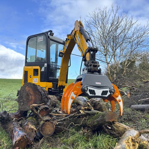 Бревнозахват для лесохозяйственных работ - SX700 - MDE Machinery Ltd - для мини-экскаваторов / непостоянный / для разгрузочно-погрузочных работ