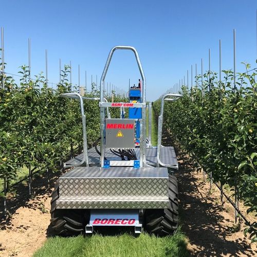 Тележка для сбора урожая для фруктового сада - MERLIN - Agri-com - самоходная / регулируемая по высоте