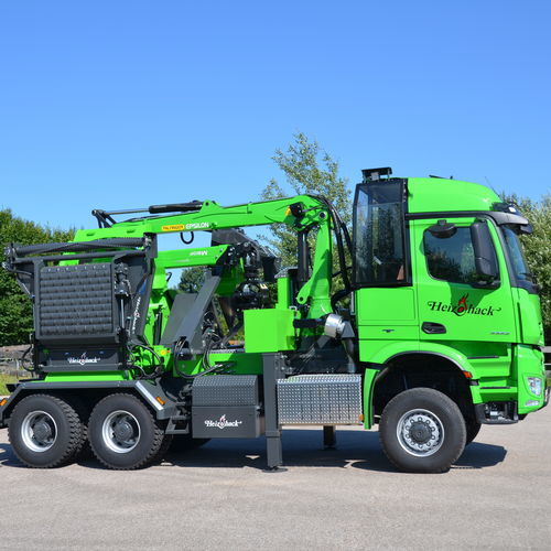Измельчитель веток на грузовике - HM 14-860 KL - HEIZOHACK France - с приводным валом / с двигателем внутреннего сгорания / с подъемным краном