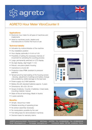 AGRETO Hour Meter VibroCounter II