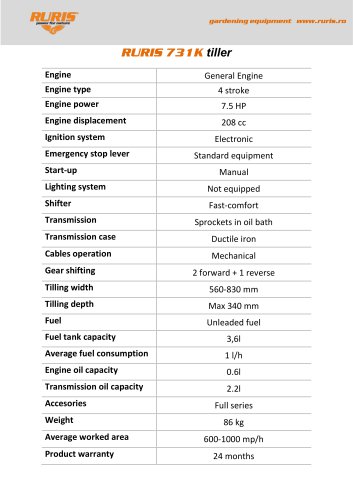 RURIS 731K tiller