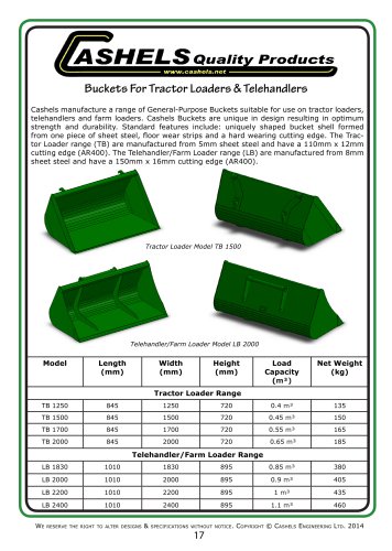 Buckets For Tractor Loaders & Telehandlers