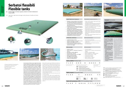 Serbatoi flessibili Flexible tanks [IT] Serbatoi leggeri, di elevata capacità, resistenti e di facile