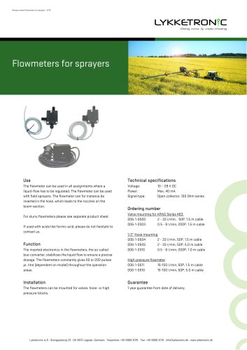 Flowmeters for sprayers