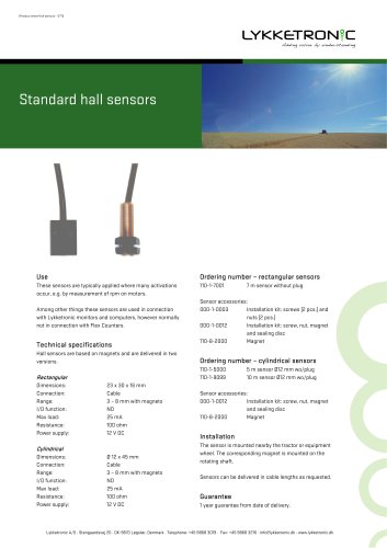 Standard hall sensors