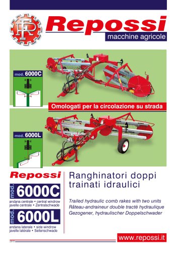 Trailed hydraulic comb rakes with two units