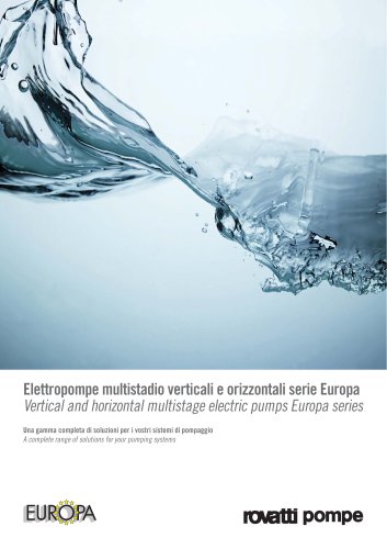 Vertical multistage electric pumps EUROPA series