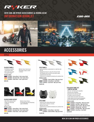 2019 CAN-AM RYKER ACCESSORIES & RIDING GEAR