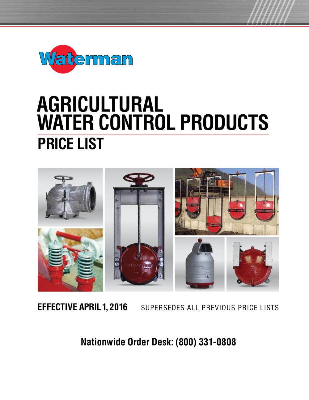 AGRICULTURAL WATER CONTROL PRODUCTS PRICE LIST - Waterman Industries