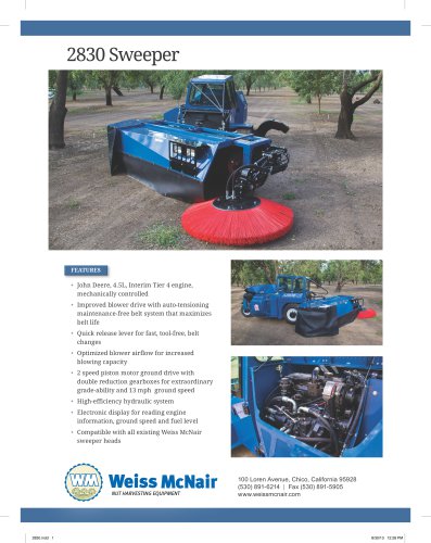 2830 Sweeper Specifications