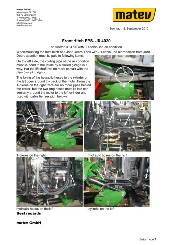 Front Hitch FPS- JD 4020