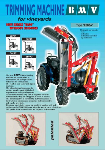 TRIMMING MACHINE FOR VINEYARDS