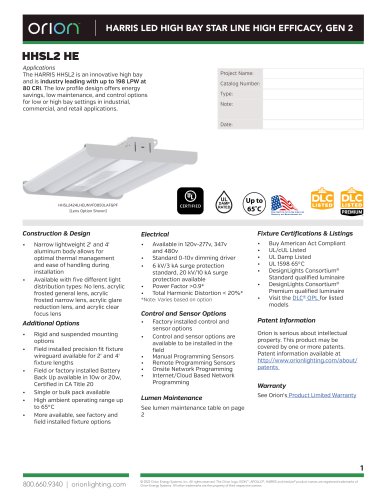 HARRIS LED HIGH BAY STAR LINE HIGH EFFICACY, GEN 2