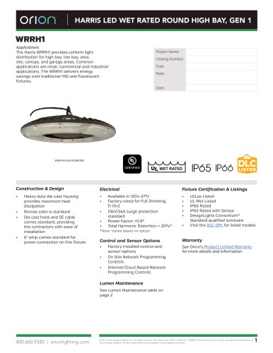 HARRIS LED WET RATED ROUND HIGH BAY, GEN 1