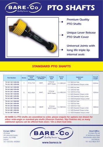 STANDARD PTO SHAFTS