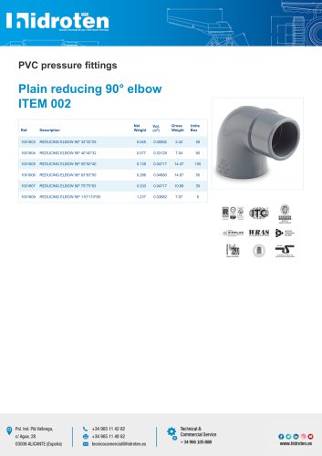 90° elbow, solvent socket outlet ITEM 004