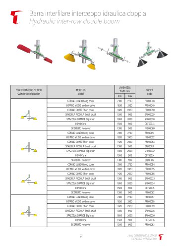 Hydraulic inter-row double boom