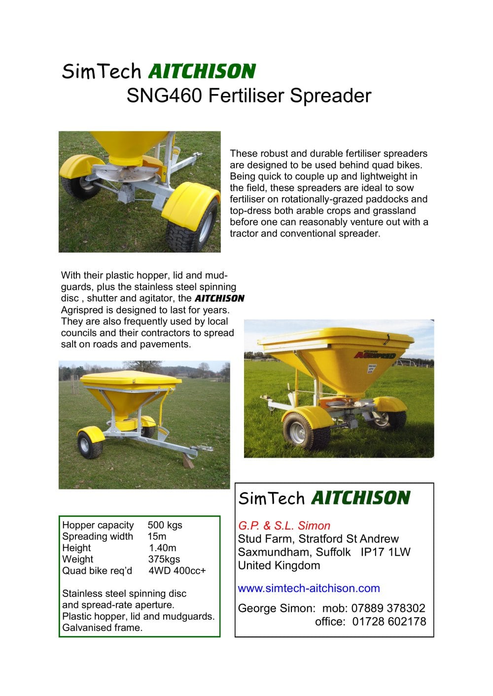 SNG460 Fertiliser Spreader - Simtech Aitchison