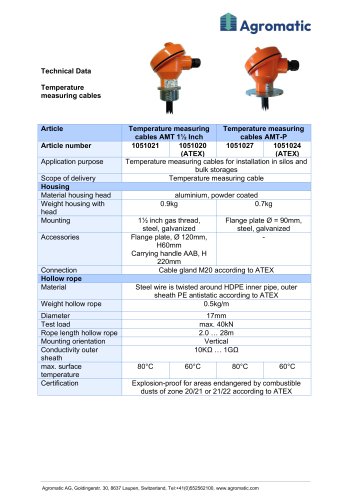 Temperature measuring cable AMT