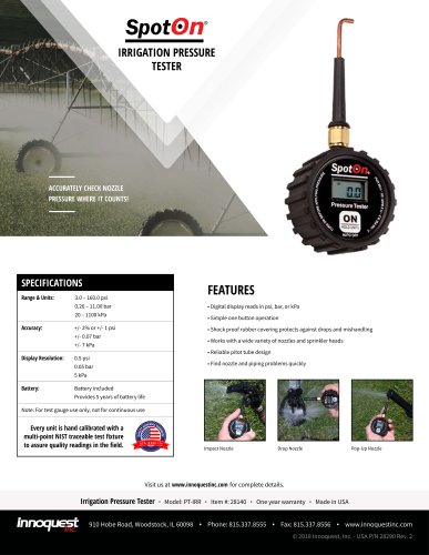 SPOTON® IRRIGATION PRESSURE TESTER