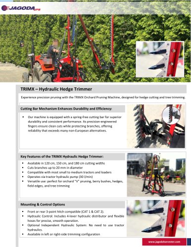 Catalog Hydraulic Hedge Trimmer TrimX JAGODA JPS 25
