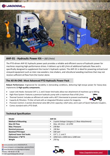 Hydraulic Power Packs -AHF-01 JAGODA JPS