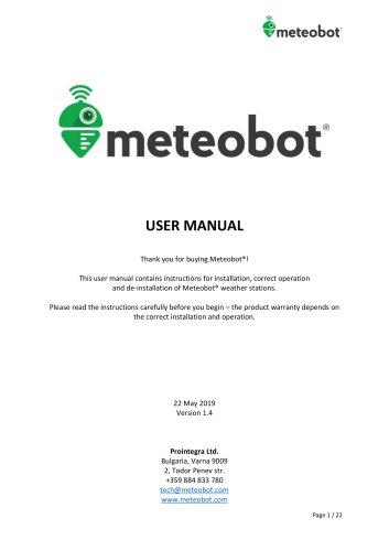 Installation and user manual for weather station Meteobot Pro