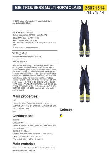 26071514 BIB TROUSERS MULTINORM CLASS