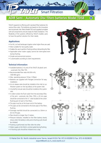 ADIR Semi – Automatic Disc filters batteries Model TDSB