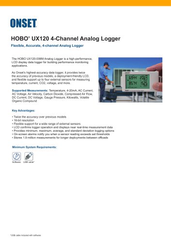 HOBO®  UX120 4-Channel Analog Logger