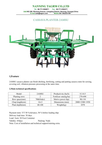 2-Row Cassva planter machine