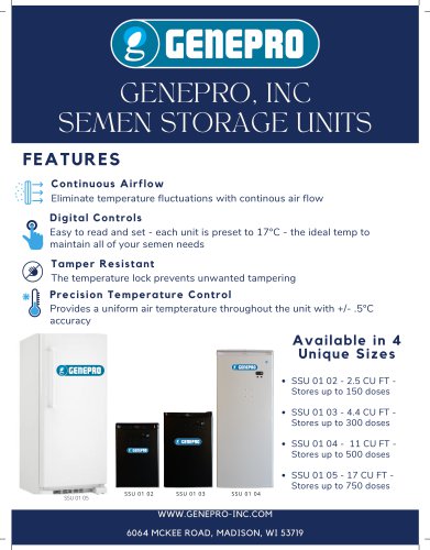 GENEPRO, INC SEMEN STORAGE UNITS