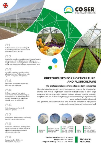 greenhouses for horticulture, floriculture