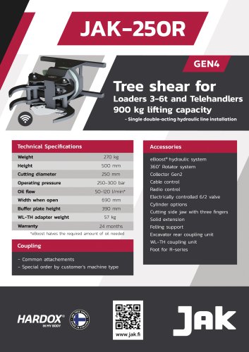 JAK-250R GEN4 Tree shear for WL-TH