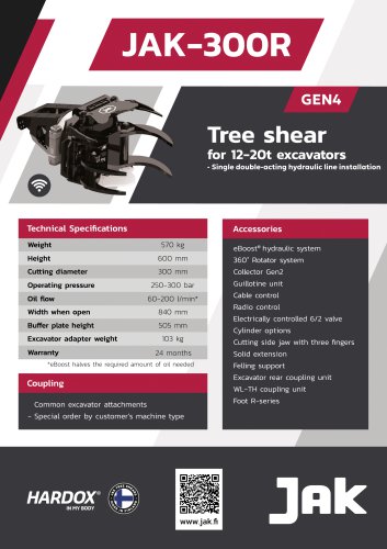 JAK-300R GEN4 Tree shear for excavator