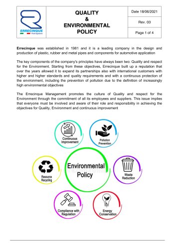 QUALITY & ENVIRONMENTAL POLICY