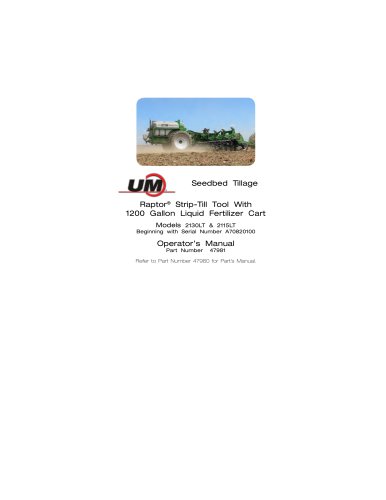 Raptor® Strip-Till Tool With 1200 Gallon Liquid Fertilizer Cart