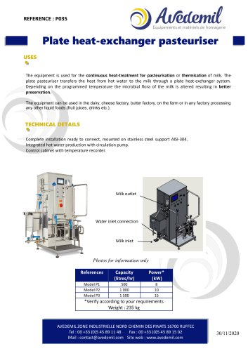 Plate heat-exchanger pasteuriser