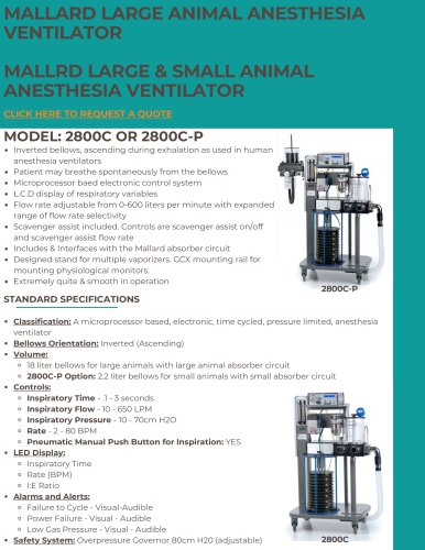 MALLARD LARGE ANIMAL ANESTHESIA VENTILATOR