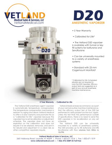 D20 ANESTHETIC VAPORIZER